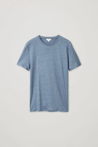 Shop Cos Regular-fit Linen T-shirt In Blue