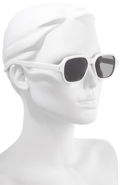 Shop Saint Laurent 53mm Rectangle Sunglasses In Shiny Ivory/ Grey Solid