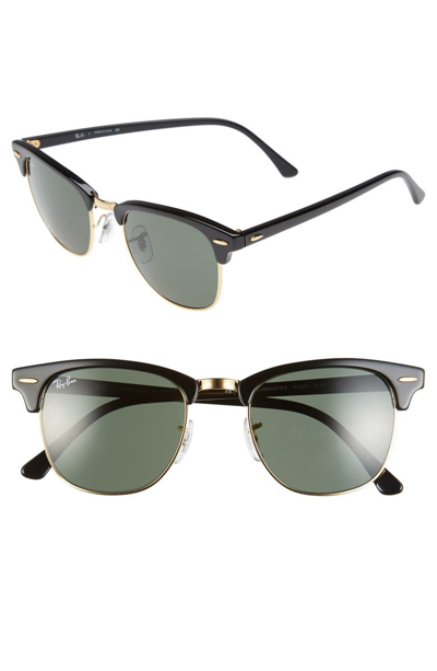 Shop Ray Ban Standard Clubmaster Blue Light Blocking 51mm Sunglasses In Black