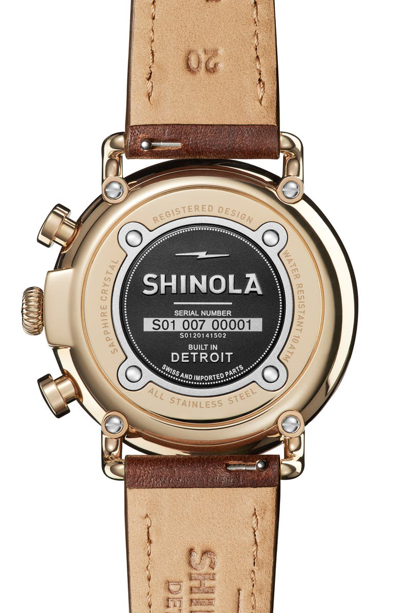 Shop Shinola 'the Runwell Chrono' Leather Strap Watch, 41mm In Brown Cattail/ Ivory/ Gold