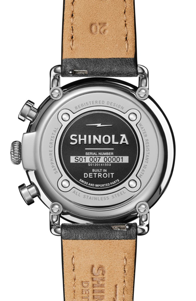 Shop Shinola 'the Runwell Chrono' Leather Strap Watch, 41mm In Black / Blue Sunray/ Silver