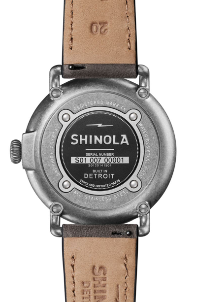 Shop Shinola 'runwell' Leather Strap Watch, 41mm In Heather/ Ivory/ Silver