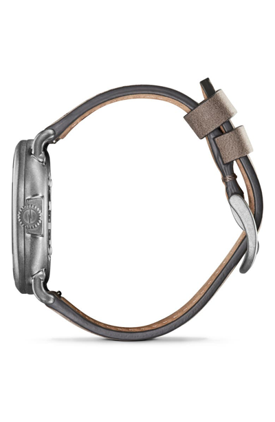 Shop Shinola 'runwell' Leather Strap Watch, 41mm In Heather/ Ivory/ Silver