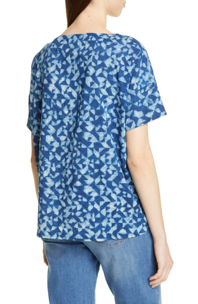 Shop Eileen Fisher Bateau Neck Slubbed Top In Indigo