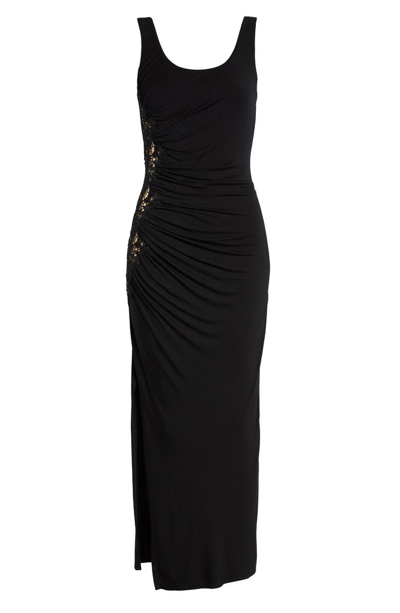 Shop Bailey44 Drizzle Cake Lace Inset Jersey Maxi Dress In Black