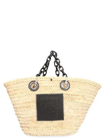 Shop Loewe Basket Chain Tote Bag In Beige