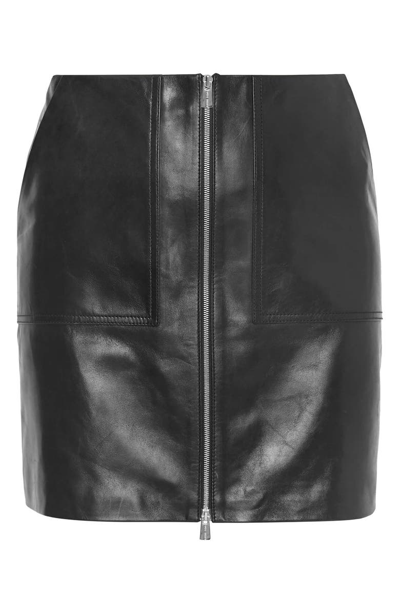Shop Anine Bing Sally Leather Miniskirt In Black