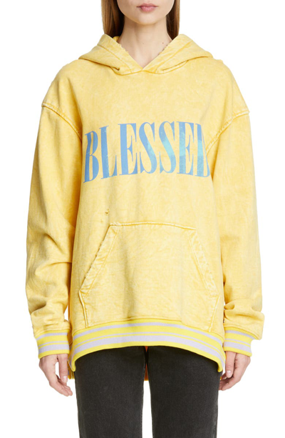 Shop Alchemist Terry Hoodie In Black/ Yellow