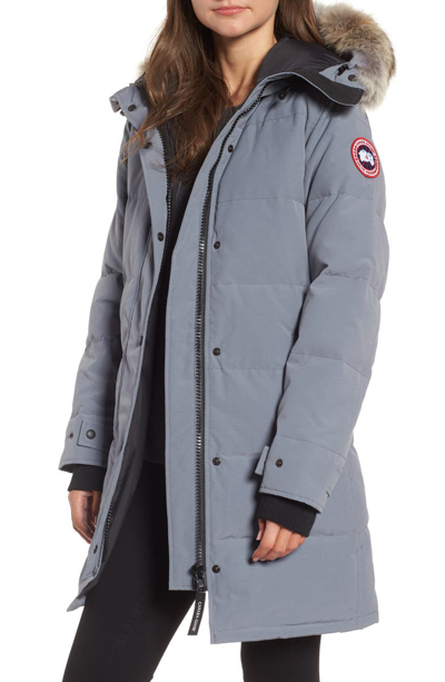 Shop Canada Goose Shelburne Genuine Coyote Fur Trim Down Parka In Mid Grey