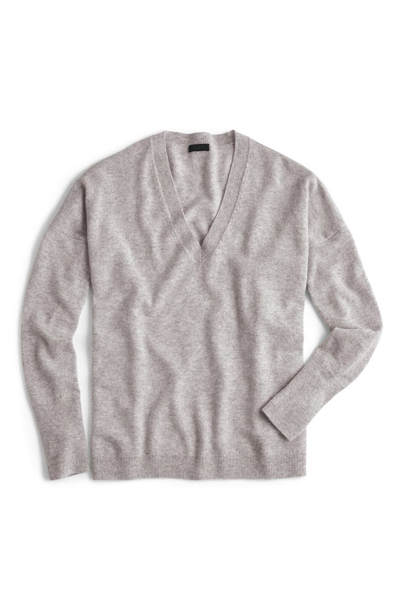 Shop Jcrew V-neck Boyfriend Cashmere Sweater In Heather Grey