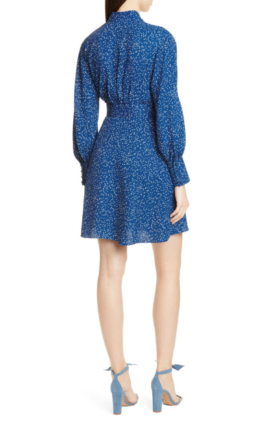 Shop Equipment Fanetta Belted Long Sleeve Wrap Dress In Bleu Cotier/ Nature White