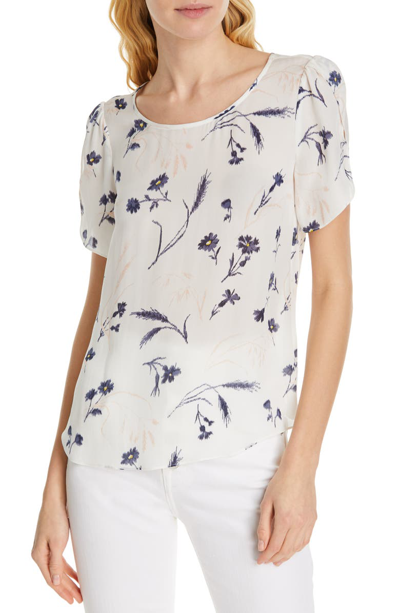 Shop Joie Wira Floral Silk Top In Porcelain