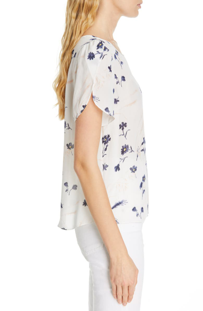 Shop Joie Wira Floral Silk Top In Porcelain