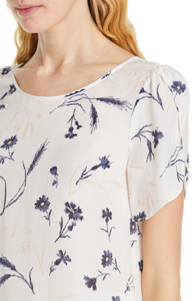 Shop Joie Wira Floral Silk Top In Porcelain