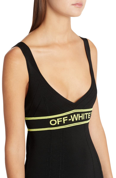 Shop Off-white Sleeveless Sweater Dress In Black