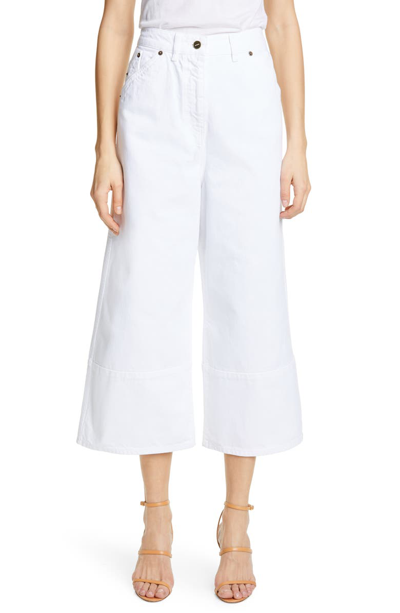 Shop Jacquemus Prago Wide Leg Crop Jeans In White