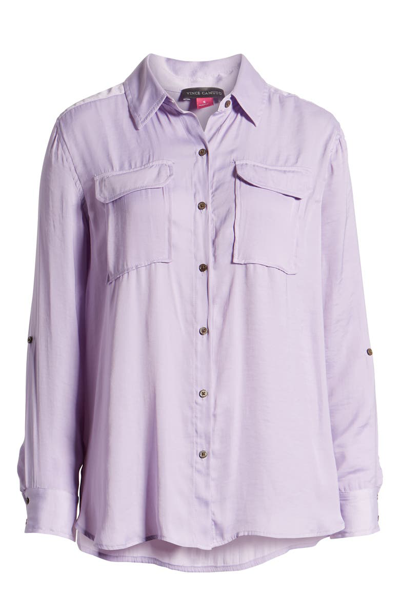 Shop Vince Camuto Two-pocket Rumple Blouse In Wisteria
