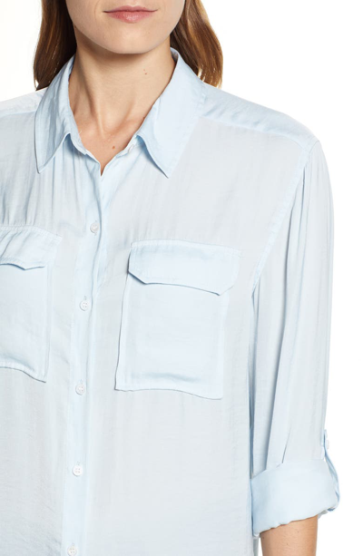Shop Vince Camuto Two-pocket Rumple Blouse In Chalk Blue