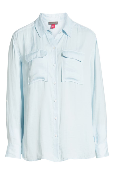 Shop Vince Camuto Two-pocket Rumple Blouse In Chalk Blue