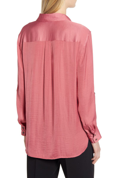 Shop Vince Camuto Two-pocket Rumple Blouse In Rouge Blush