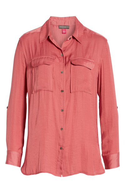 Shop Vince Camuto Two-pocket Rumple Blouse In Rouge Blush