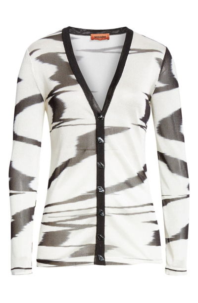 Shop Missoni Space Dye Cardigan In Black/ White