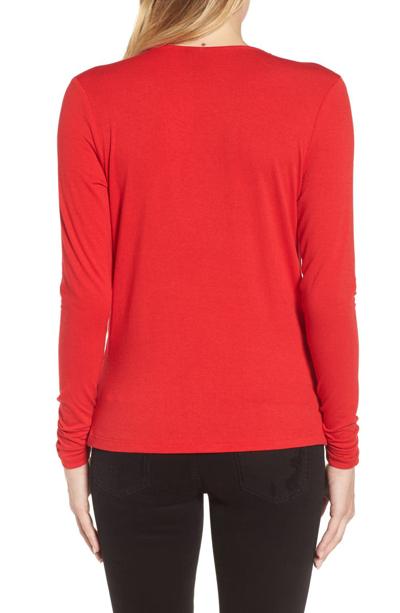 Shop Bobeau Faux Wrap Knit Top In Red Hibiscus