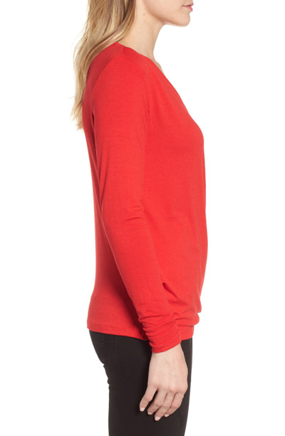 Shop Bobeau Faux Wrap Knit Top In Red Hibiscus