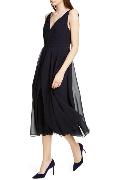 Ted Baker Celeyst Georgette Midi Dress In Navy | ModeSens