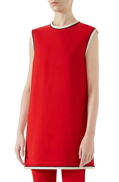 Shop Gucci Stretch Cady Tunic Top In Red