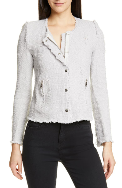 Shop Iro 'agnette' Tweed Jacket In Light Grey