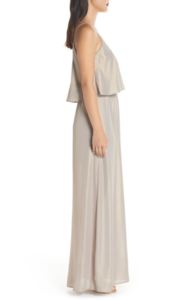 Shop Wayf The Carolina Popover Gown In Platinum Shimmer