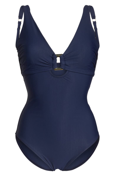 Shop Heidi Klein D-g Rectangle Underwire One-piece Swimsuit In Navy
