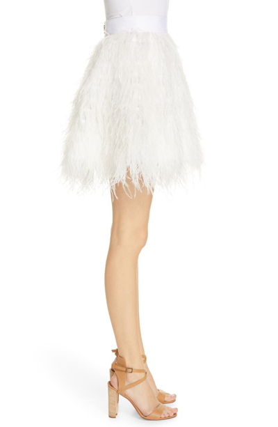 Alice + Olivia Cina Feather Skirt - White - Mini Skirts