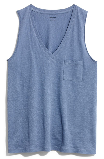 Shop Madewell Whisper Cotton V-neck Tank In Pale Shadow Blue