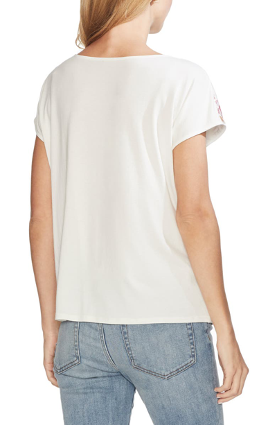 Shop Vince Camuto Wildflower Sequin Top In Pearl Ivory