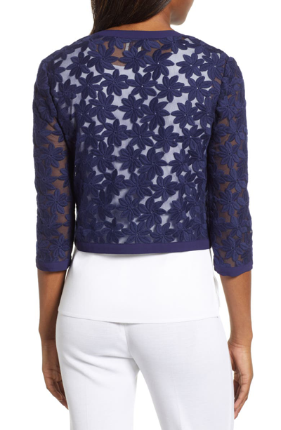 Shop Anne Klein Broderie Lace Cardigan In Distant Mountain