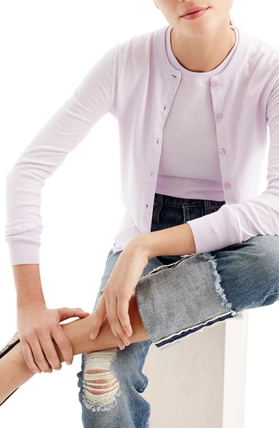 Shop Jcrew Jackie Cotton Blend Cardigan In Sweet Lilac