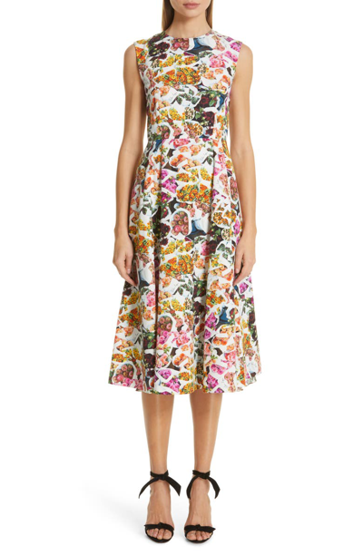 Shop Adam Lippes Floral Print Cotton & Silk Dress In Floral Multi