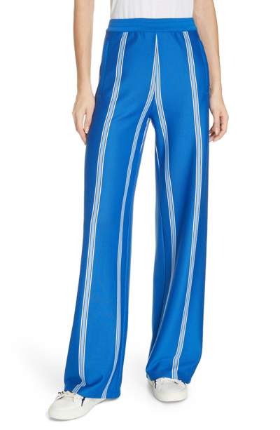 Shop Tory Sport Tory Burch Stripe Wide Leg Track Pants In Surf Blue