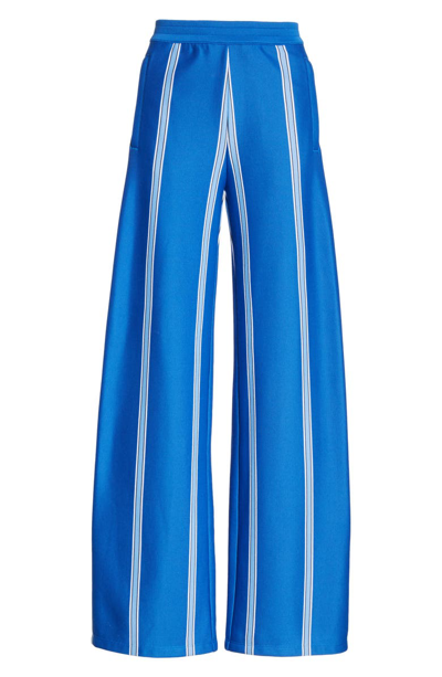 Shop Tory Sport Tory Burch Stripe Wide Leg Track Pants In Surf Blue