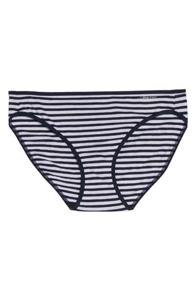 Shop Calvin Klein Form Bikini In Marching Stripes/ Shoreline