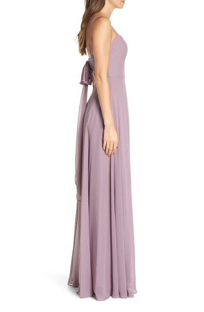 Jenny Yoo Kiara Bow Back Chiffon Evening Dress In Lilac ModeSens