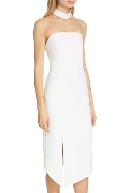 Shop Alice And Olivia Sia Strapless Choker Collar Dress In Off White