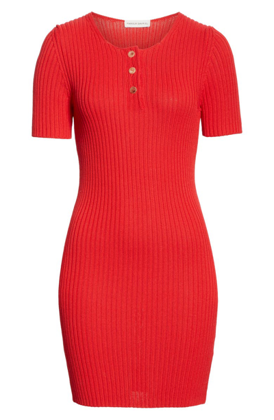 Shop Mansur Gavriel Ribbed Sweater Dress In Flamma