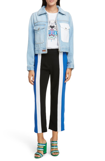 Shop Kenzo Colorblock Crop Flare Pants In Black