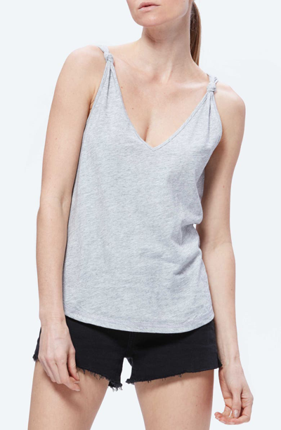 Shop Paige Rylen Knot Shoulder Cotton Blend Tank In Heather Grey