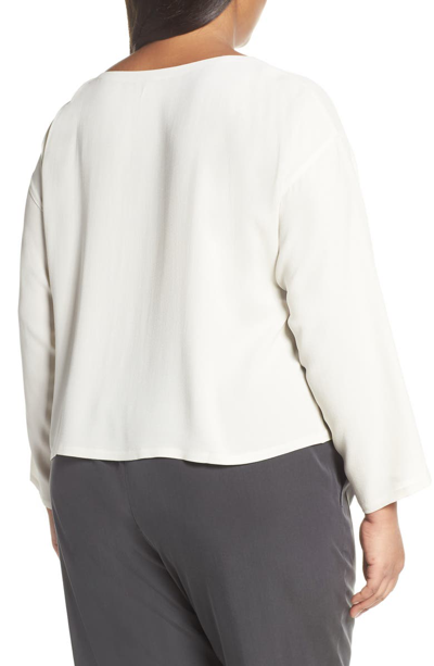 Shop Eileen Fisher Crop Silk Top In Bone