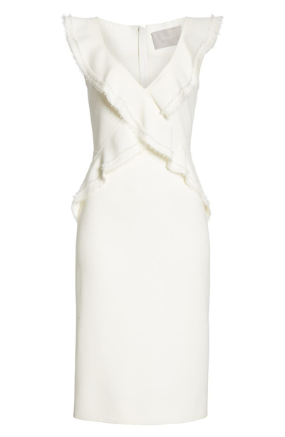 Shop Jason Wu Collection Ruffle Compact Crepe Dress In Chalk