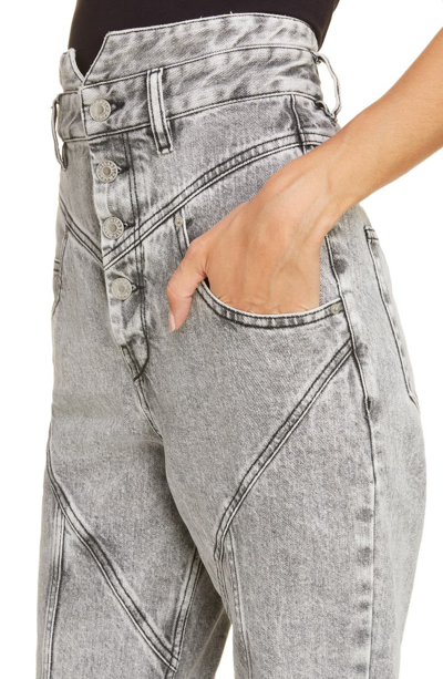 Shop Isabel Marant Acid Wash Straight Leg Jeans In Snow Grey